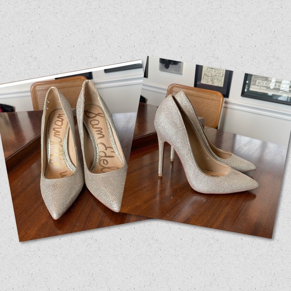 🧊 Sam Edelman Danna metallic mesh pointed toe stilettos: - Picture 1 of 8